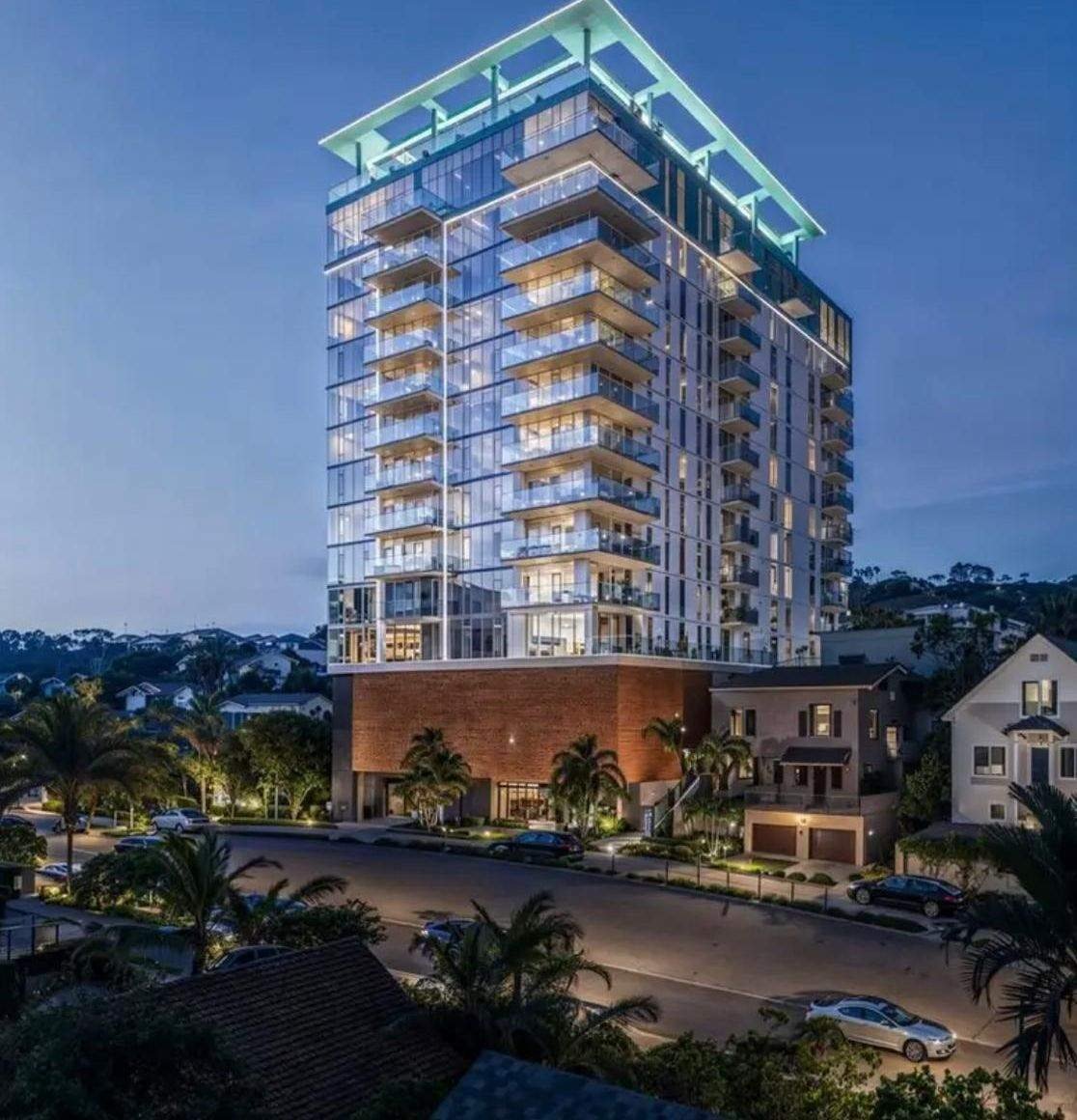The tower at dusk above Middletown, San Diego